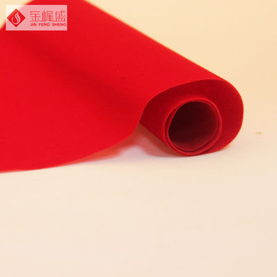 1.5M Plain Red Velvet Flock Fabric For Jewellry Box , Polyester Velvet  Upholstery Fabric