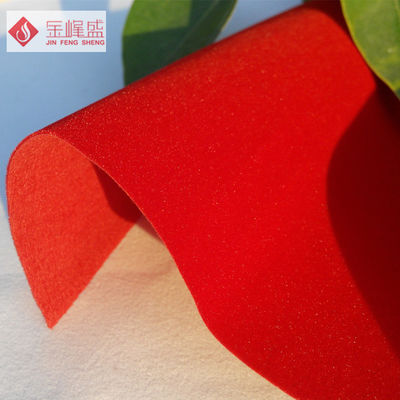 1.5M Plain Red Velvet Flock Fabric For Jewellry Box , Polyester Velvet  Upholstery Fabric