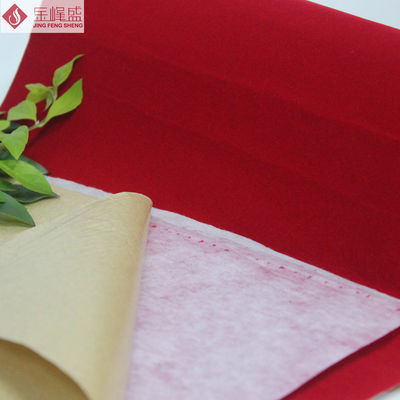 Adhesive Glue Red Tricot Lining Fabric Velvet Flocked for Packaging Box Material