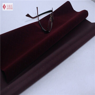 Dark Red Nylon Velvet Flocking Fabric , Eco-friendly Flocked Upholstery Fabric