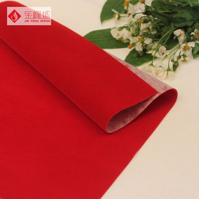 1.5m Red Jewelry Box Liner Fabric , Soft Velvet Spunlace Flock Fabric Material