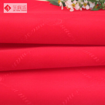 Red Embossed Velvet Fabric , Polyester Nonwoven Flocking Fabric
