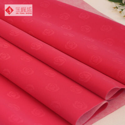 Red Embossed Velvet Fabric , Polyester Nonwoven Flocking Fabric