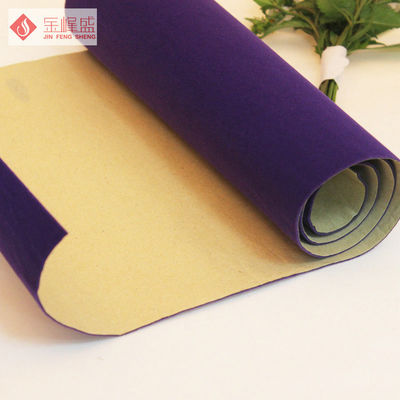 Plain Purple Polyester Velvet Fabric , Flocked Modern Velvet Upholstery Fabric