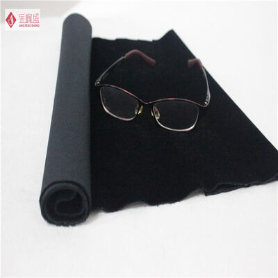 Shrink-Resistant Dark Black Polyester Velvet Fabric , Tricot Flocked Upholstery Fabric