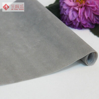 1.5m Knitted Flocking Grey Velvet Upholstery Fabric , Arts And Crafts Style Fabric