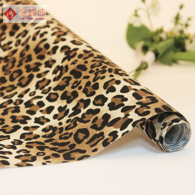 Fashion Flocking Velvet Polyester Non Woven Fabric with Leopard Pattern