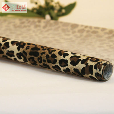 Fashion Flocking Velvet Polyester Non Woven Fabric with Leopard Pattern
