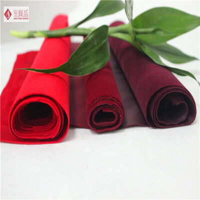 Pouch / Jewelry Lining Red Cotton Velvet Fabric , Soft Flocked Upholstery Fabric