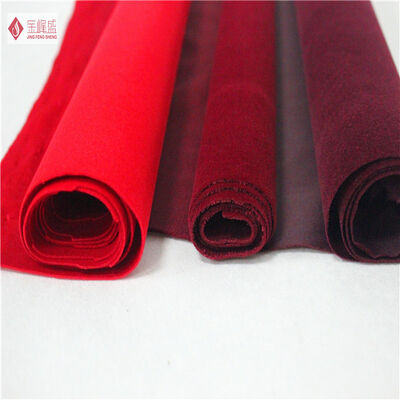 Pouch / Jewelry Lining Red Cotton Velvet Fabric , Soft Flocked Upholstery Fabric