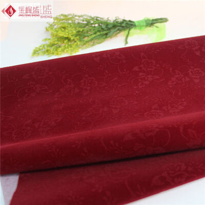 Watch Box Lining Printed Velvet Fabric , Red Velvet Upholstery Fabric
