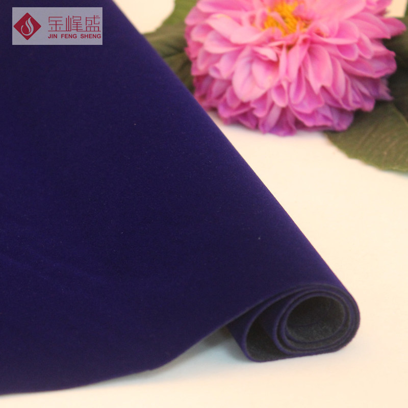1 MM Long Pile Velvet Flock Fabric , Blue Luxury Flocking Fabrics with Spunlace Base