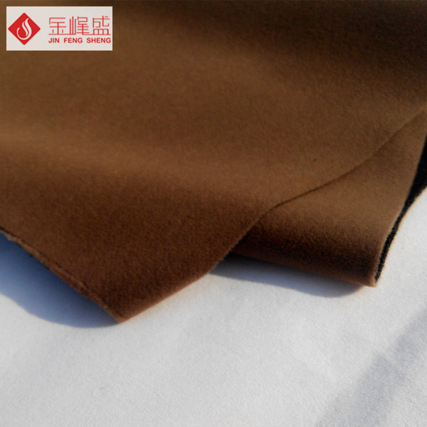Brown Flock Knitted Velvet Fabric , 1MM Long Pile Luxury Flocked Upholstery Fabric