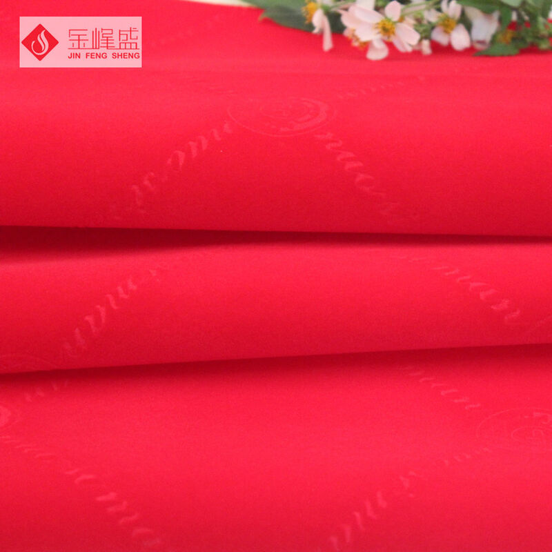 Red Embossed Velvet Fabric , Polyester Nonwoven Flocking Fabric