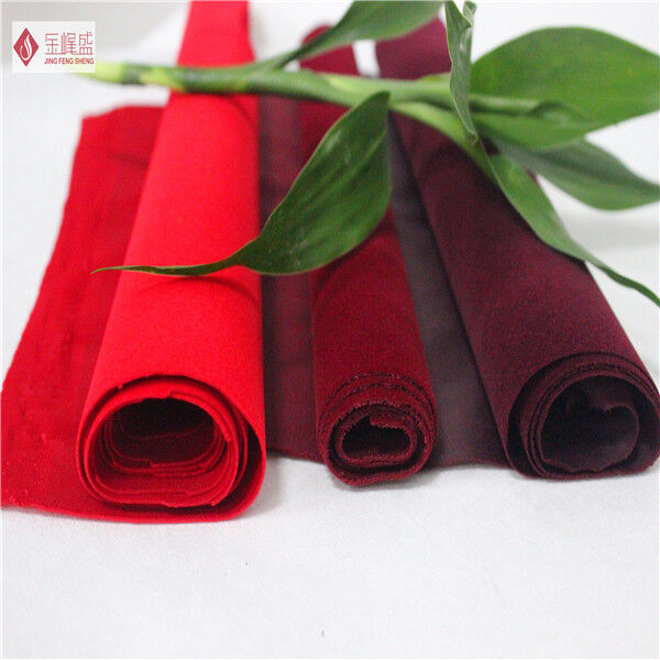 Pouch / Jewelry Lining Red Cotton Velvet Fabric , Soft Flocked Upholstery Fabric