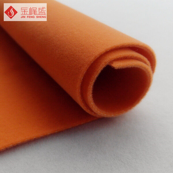 Short Pile Double Faced Fabric , Jewelry Boxes Orange Flocked Velvet Upholstery Fabric