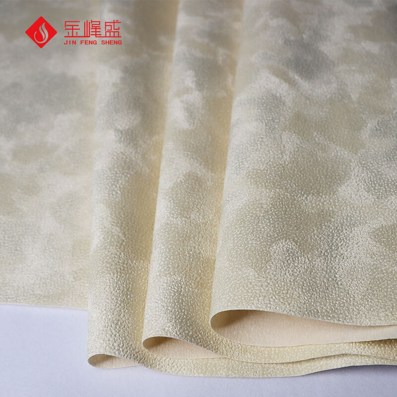 Cream Color Flock Fabric with New Flower Design For Bookbinding